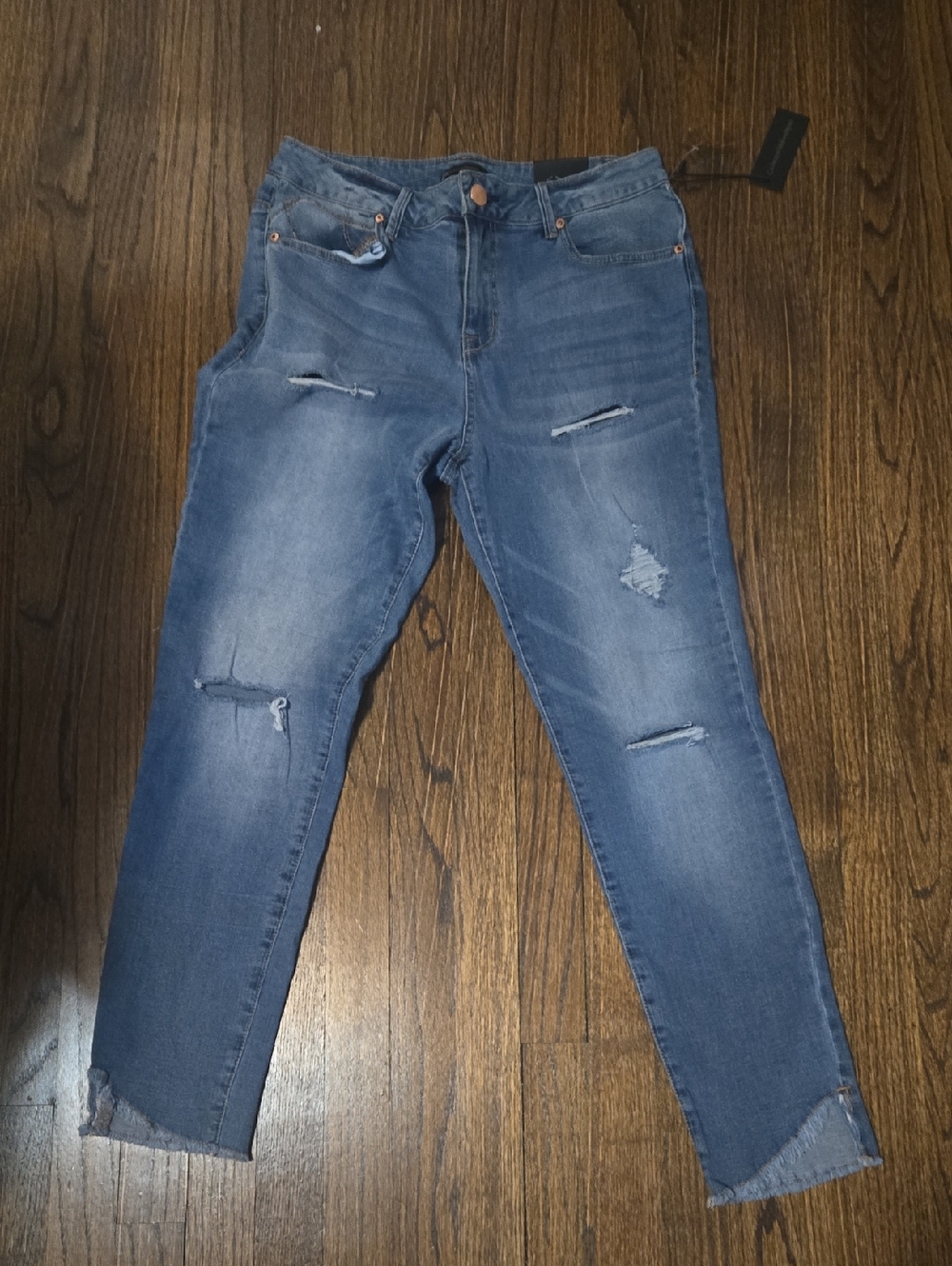 Catherine Malandrino Distressed Medium Blue Ankle Jeans